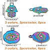 12Pcs 6 Style 304 Stainless Steel Rhinestone Pendant STAS-CA0001-85-2