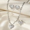 Heart 304 Stainless Steel Pendant Necklaces & Stud Earrings & Cuff Ring Sets for Women LS-SJEW-F226-01P-1
