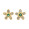Flower Brass Micro Pave Cubic Zirconia Stud Earrings EJEW-Z087-01G-4