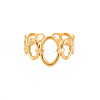 Ion Plating(IP) 304 Stainless Steel Open Oval Wrap Cuff Ring for Women RJEW-S405-187G-1