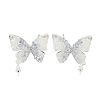 Brass with Enamel with Cubic Zirconia with Crystal Stud Earring with 925 Sterling Silver Pins KK-Q820-06S-1