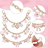 3Pcs 3 Styles Bowknot Heart Heart Pink Zinc Alloy Enamel Tassel Cable Chain Purse Chains FIND-BBC0004-56-6