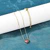304 Stainless Steel Pave Cubic Zirconia/Glass Heart Pendant Necklaces NJEW-H088-06G-4