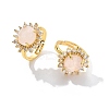 Sunflower Natural Rose Quartz Finger Rings RJEW-B113-03G-09-4