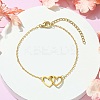 Alloy Interflocking Heart Link Bracelet with Brass Cable Chains BJEW-JB09797-2