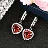 925 Sterling Silver Pave Cubic Zirconia Heart Hoop Earrings EJEW-C150-01B-01-1