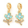 Rack Plating Alloy Enamel Flower European Dangle Charms FIND-B034-15G-02-1
