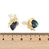 Heart Brass Abalone Shell & Clear Cubic Zirconia Stud Earrings KK-D301-09G-3