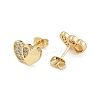 Brass Micro Pave Clear Cubic Zirconia Stud Earrings for Women EJEW-U030-02G-02-2