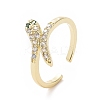 Green Cubic Zirconia Snake Open Cuff Ring RJEW-I094-17G-1