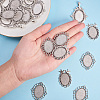 Tibetan Style Alloy Pendant Cabochon Settings and Mosaic Printed Glass Oval Cabochons TIBEP-PH0004-34AS-3