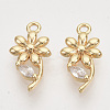 Brass Micro Pave Clear Cubic Zirconia Pendants KK-T054-16G-B-01-NF-1