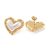 Texture Heart 304 Stainless Steel Stud Earrings EJEW-U003-28G-2
