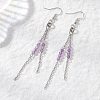 Round 304 Stainless Steel Natural Amethyst Dangle Earrings EJEW-JE06783-01-1