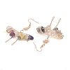 Natural Fluorite Chips Dangle Earrings EJEW-S214-01I-2