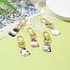 Cat Alloy Enamel Pendant Decorations HJEW-FZ00012-3