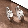 304 Stainless Steel Textured Hoop Earrings EJEW-L307-09P-01-3