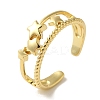 Star Rack Plating Brass Open Cuff Rings for Women RJEW-L123-106G-1