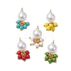 5Pcs 5 Colors ABS Plastic Imitation Pearl Round & Dyed Synthetic Turquoise Tassel Pendants PALLOY-JF03515-1