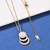 304 Stainless Steel Roman Numeral 3 Ring Pendant Necklaces NJEW-V001-06P-01-4