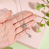Adjustable 304 Stainless Steel Cable Chain Necklaces Flower & Bees Alloy Charm Lariat Necklaces for Women NJEW-TAC0017-01-6
