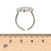 Heart Brass Micro Pave Cubic Zirconia Cuff Rings for Women RJEW-A069-12P-02-5