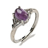 Oval Natural AmethystAdjustable Rings RJEW-Q818-01P-03A-2