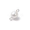 Shell Pearl Round Connector Charms PALLOY-JF04477-02-5