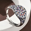 Brass Micro Pave Cubic Zirconia Cuff Rings for Women RJEW-A069-13P-01-1