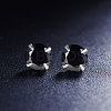 SHEGRACE Rhodium Plated 925 Sterling Silver Four Pronged Ear Studs JE420F-03-2