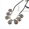 Ethnic Style Alloy Pave Dyed Synthetic Turquoise Pendant Bib Necklaces FS-WGF05C4-04-1