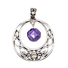 Natural Amethyst Faceted Hexagon Pendants PW-WGD21FA-04-1