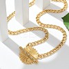 304 Stainless Steel Crystal Rhinestone Flat Round Pendant Twisted Chain Necklaces for Women STAS-Z117-11G-3