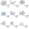 316L Surgical Stainless Steel Clear Cubic Zirconia L-Shaped Nose Rings WG135CD-12-2