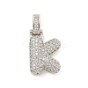 Brass Micro Pave Clear Cubic Zirconia Pendants KK-B099-01P-K-1