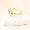 Ocean Theme Brass Micro Pave Cubic Zirconia Cuff Rings for Women LS-RJEW-F184-17D-G-3