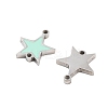 304 Stainless Steel Aquamarine Enamel Connector Charms STAS-Z078-14P-2