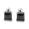 Square 316 Surgical Stainless Steel Pave Cubic Zirconia Cartilage Earrings for Women Men EJEW-Z050-34B-02P-1