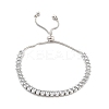 Brass Pave Clear Cubic Zirconia Horse Eye Box Chain Slider Bracelets BJEW-YWC0002-06B-P-1