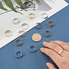 20Pcs 2 Colors Ion Plating(IP) Adjustable 304 Stainless Steel Finger Rings Components STAS-UN0032-61-2