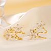 Elegant Flower Brass Clear Cubic Zirconia Geometric Stud Earrings for Women MO8139-1