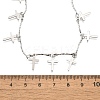 304 Stainless Steel Textured Link Bar Cross Charm Tassel Necklaces NJEW-R023-01P-5