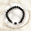 8mm Round Frosted Natural Obsidian & Howlite & Lava Rock Beaded Stretch Bracelets for Women Men AC1855-1-4