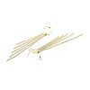Clear Cubic Zirconia & Crystal Rhinestone Long Tassel Dangle Stud Earrings LS-EJEW-C037-07G-LG-3