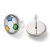 Sport Balls Glass & 304 Stainless Steel Stud Earrings for Women EJEW-H005-01P-02-2