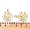 Rack Plating Brass Pave Shell Flat Round Pendants KK-C063-17G-3