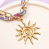 304 Stainless Steel Sun Pendant Printed Polyester Cord Necklaces for Women NJEW-D340-02G-3