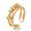 Rack Plating Brass Micro Pave Cubic Zirconia Open Cuff Rings for Women RJEW-S244-03G-A-1