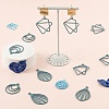 24Pcs 6 Style Blue Series Spray Painted Alloy Pendants FIND-LS0001-62-6