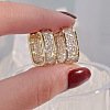 Oval Brass Micro Pave Cubic Zirconia Hoop Earrings WG8C9EE-02-2